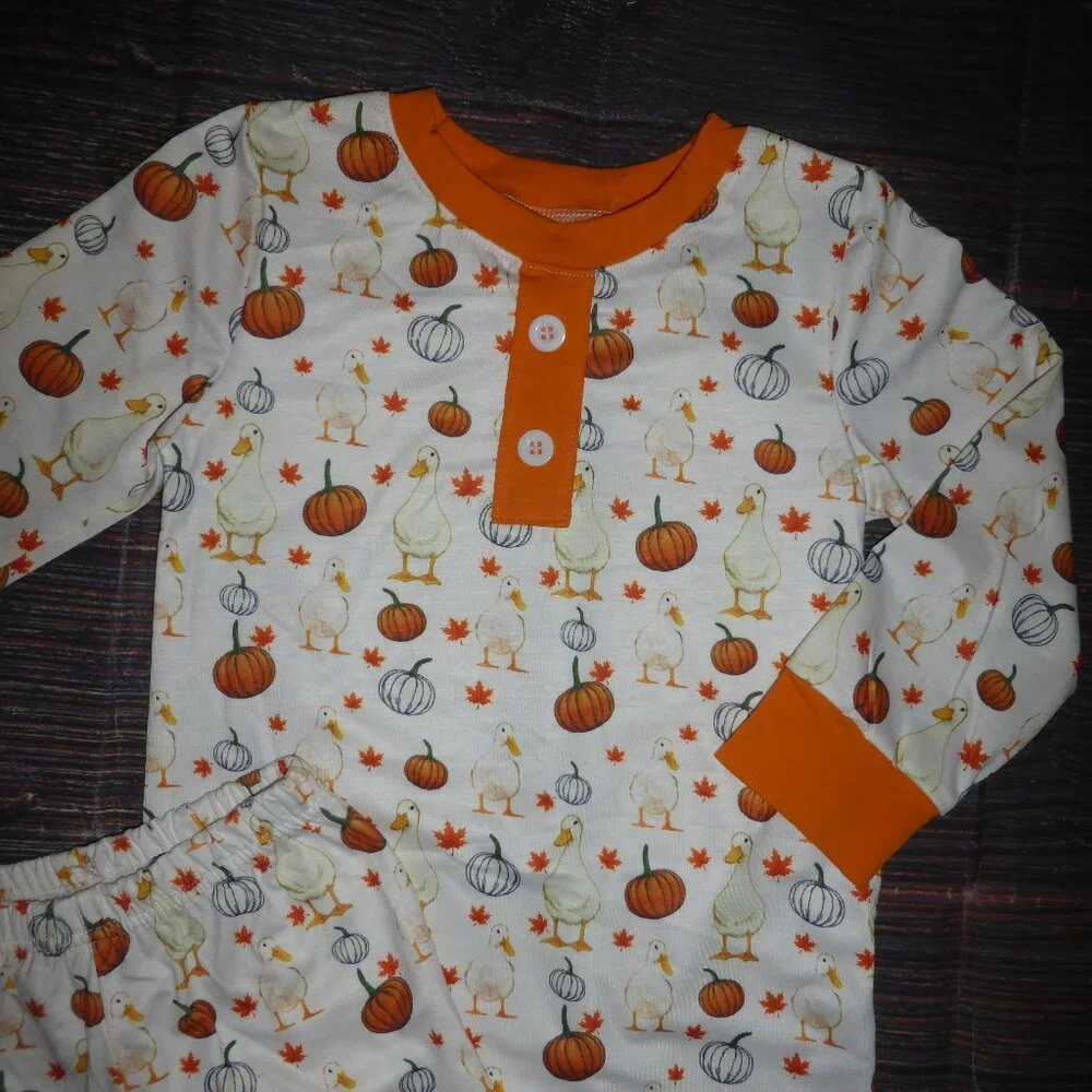 Boutique Pumpkin Duck Farm Long Sleeve Pajamas